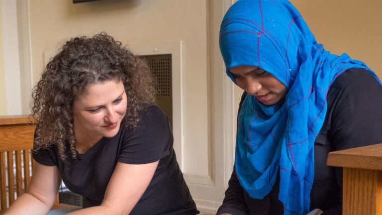 Two iMentor participants meet to support college success