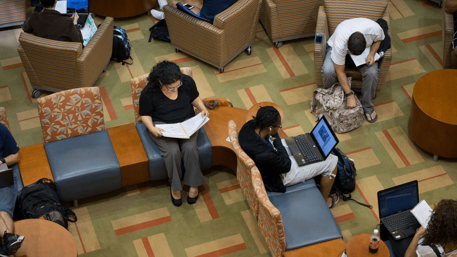 College students studying in a common area