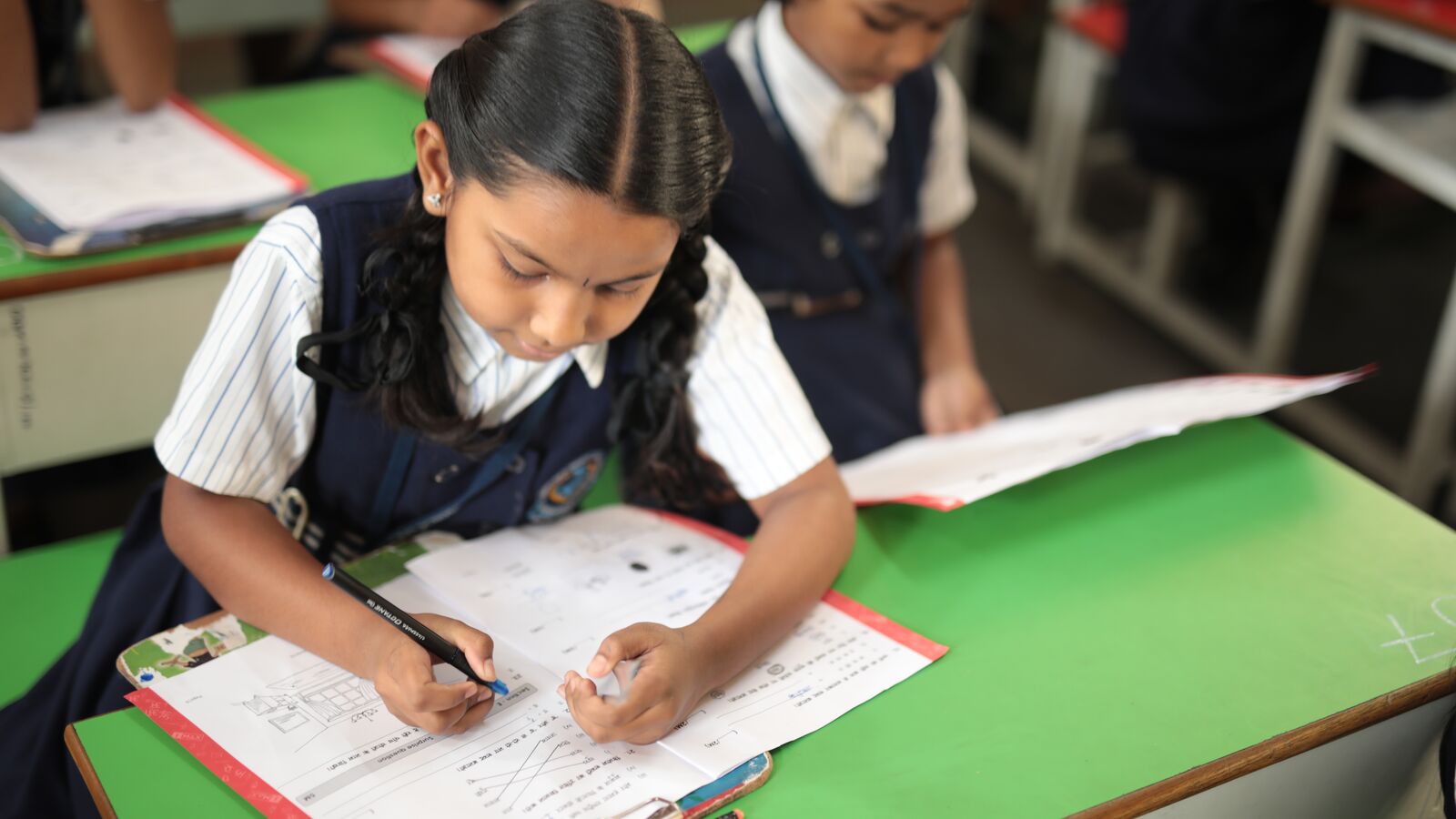 A student in India using ClassKlap's IMAX program.