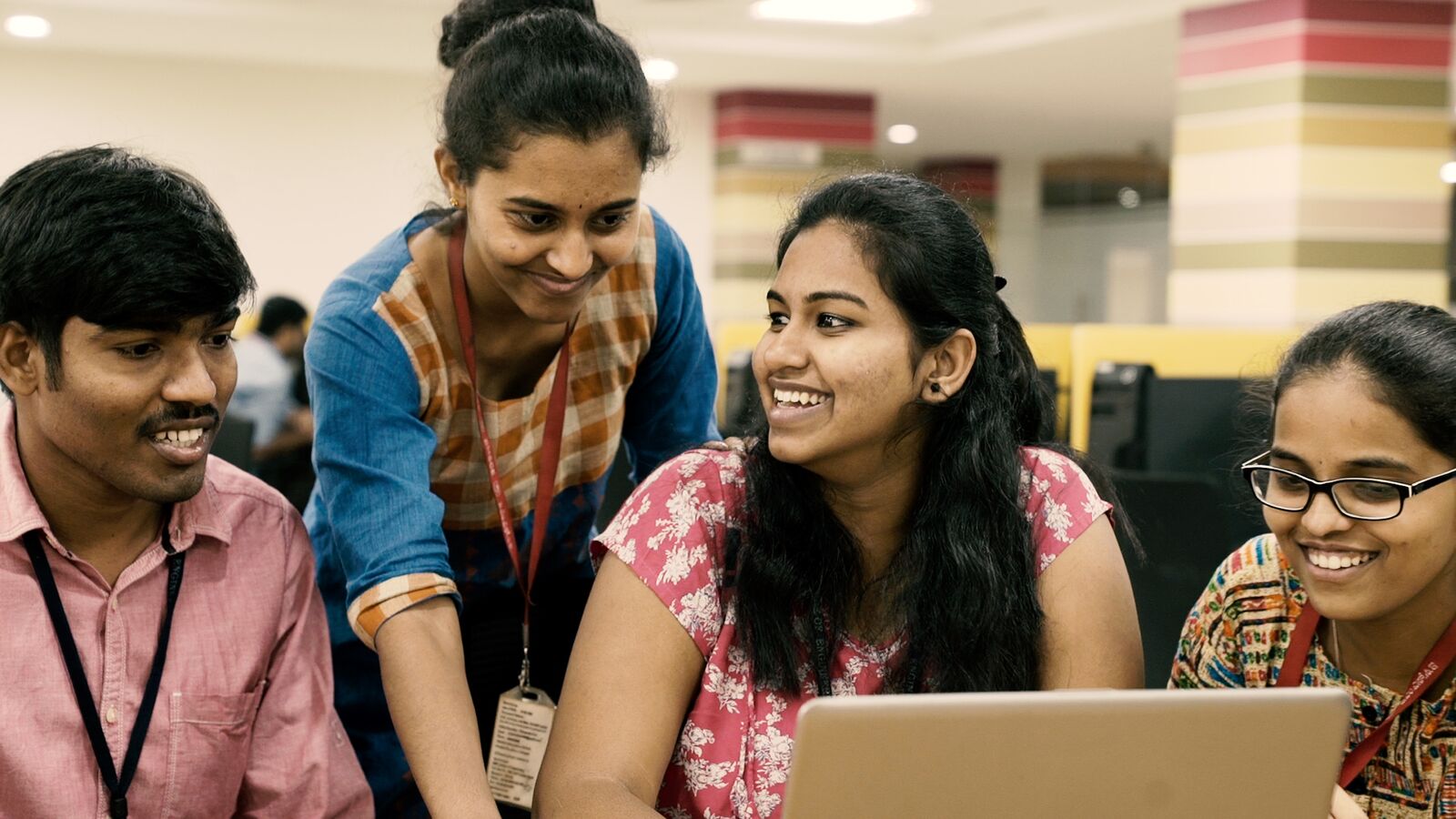 A young Indian woman in skills training class