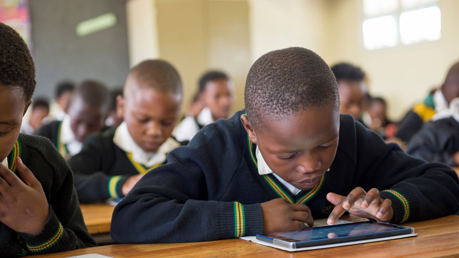 Student using a tablet in South Africa