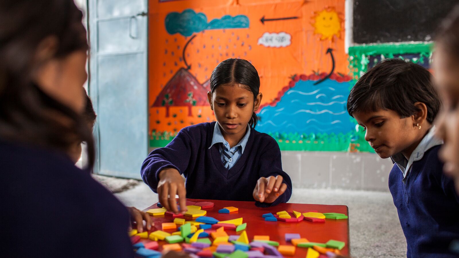 Students in primary school in India