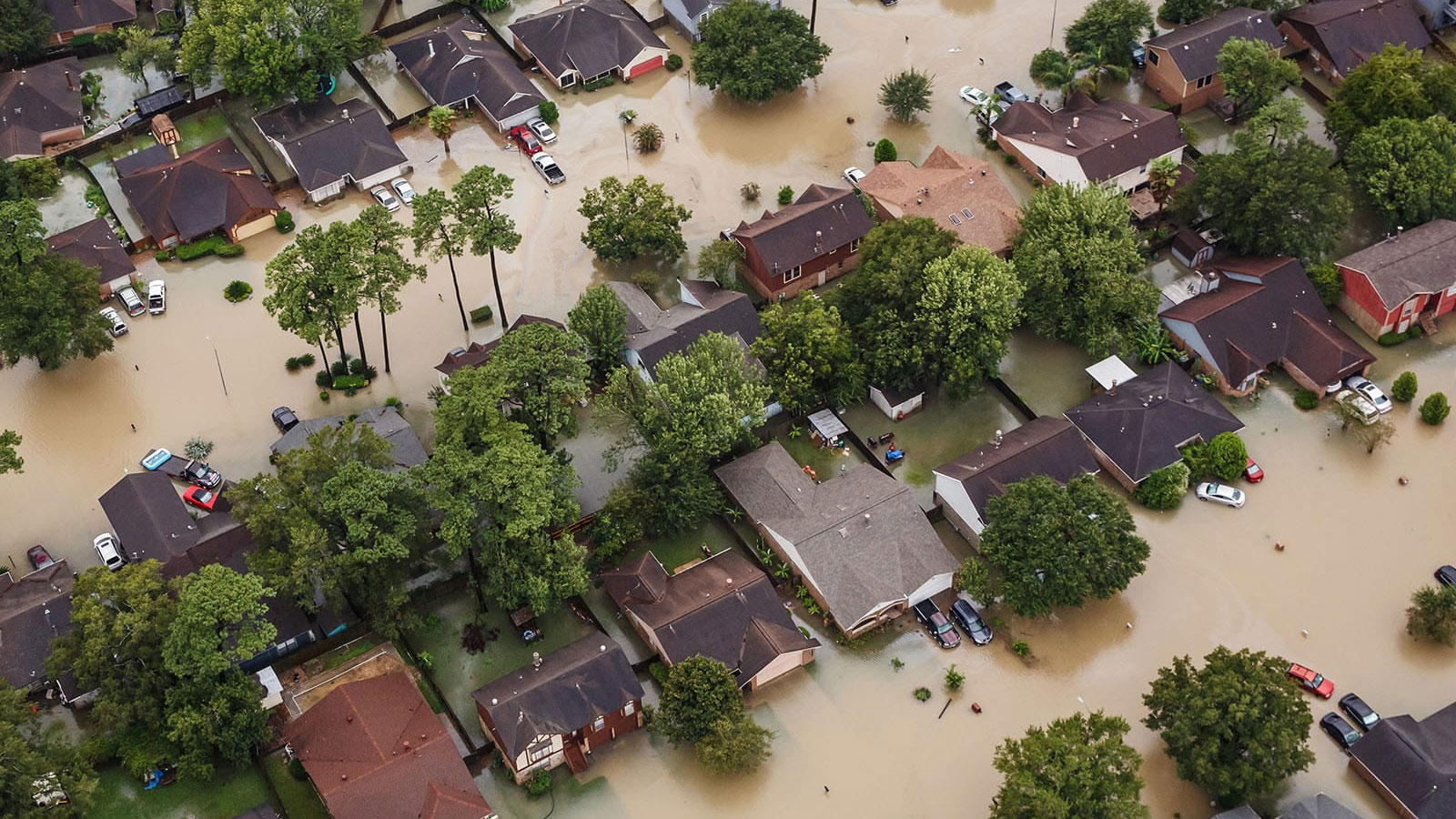 Aerial view of the flooding caused by Hurricane Harvey