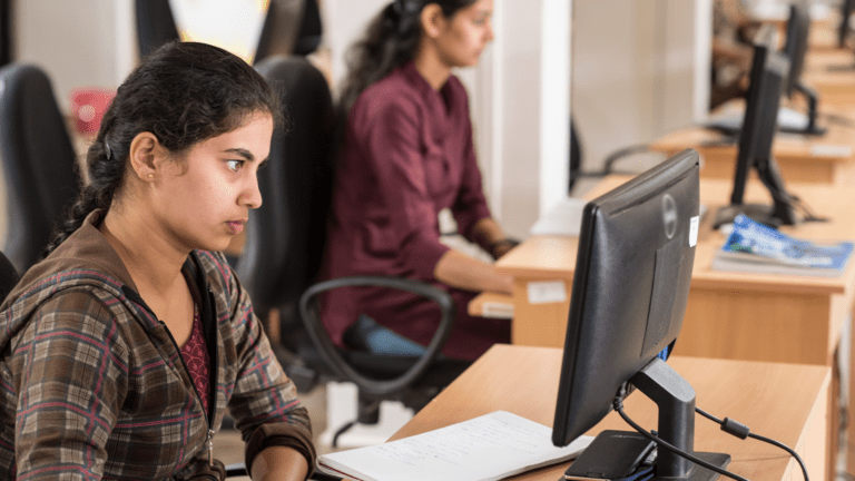 A student in India uses edtech to learn English