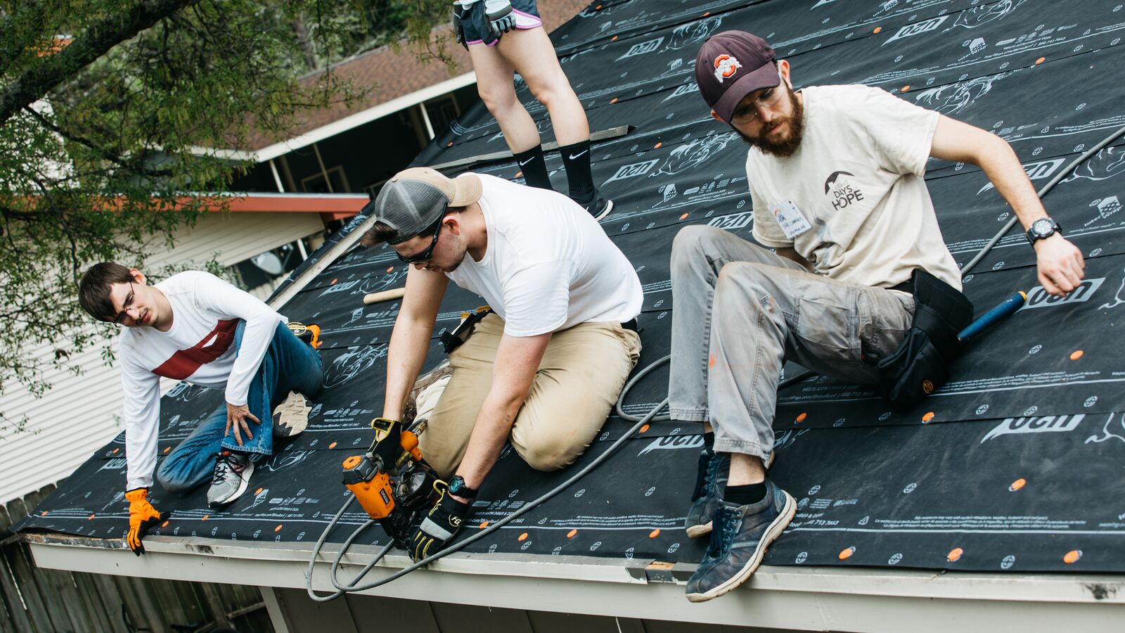 Volunteers with Eight Days of Hope contribute to home repairs in Dickinson, Texas.