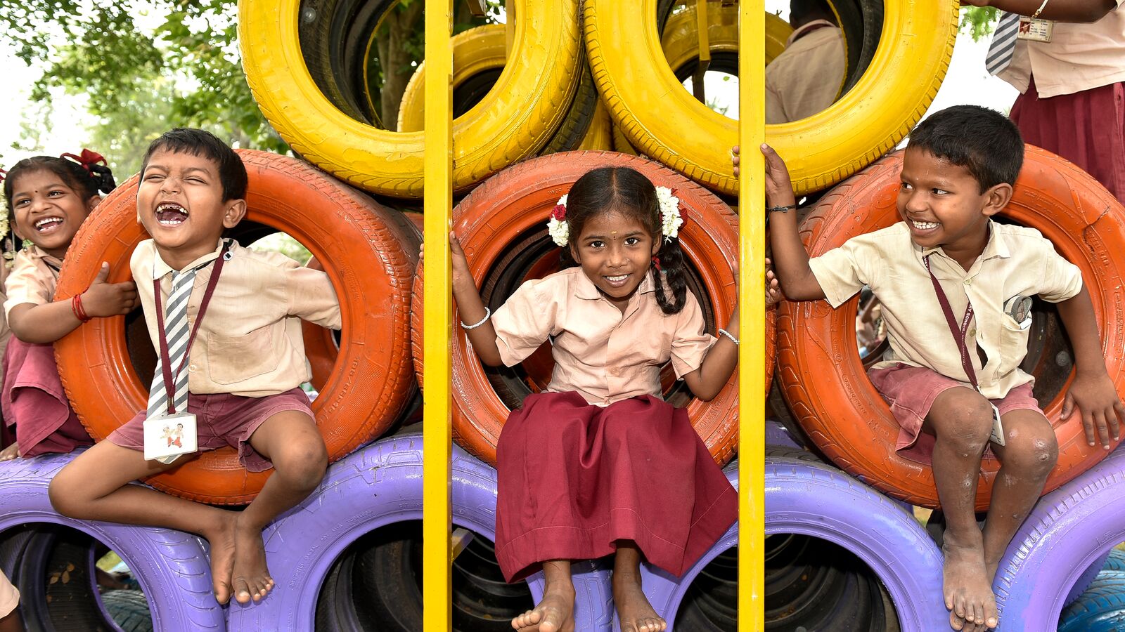 Children in India playing at school