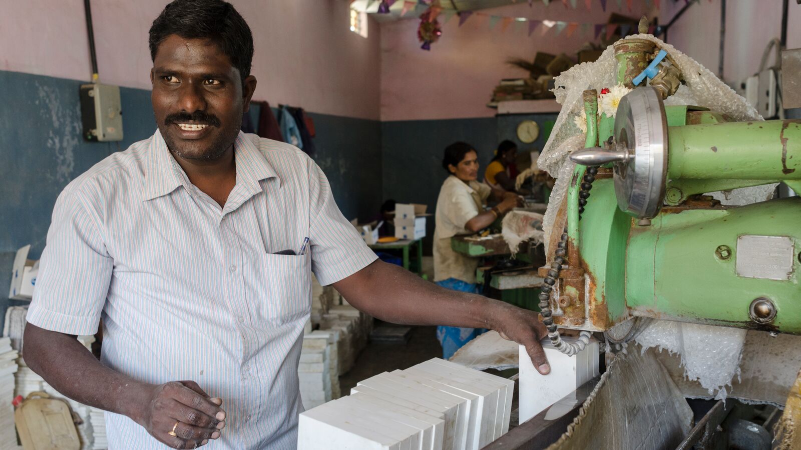 An employee of Agathiyan Industries works at his station. The company is supported by Kinara Capital.