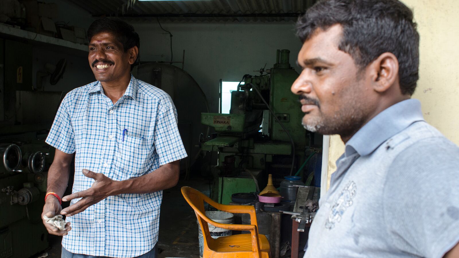 The founders of Agathiyan Industries stand together. The company is supported by Kinara Capital.