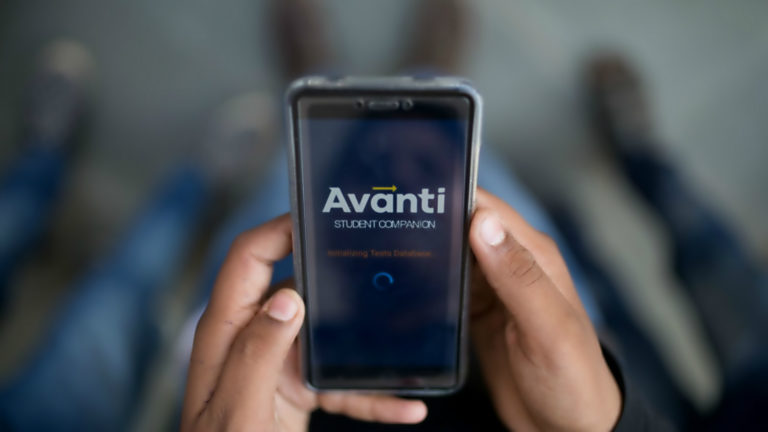 A photo of the Avanti learning app on a phone